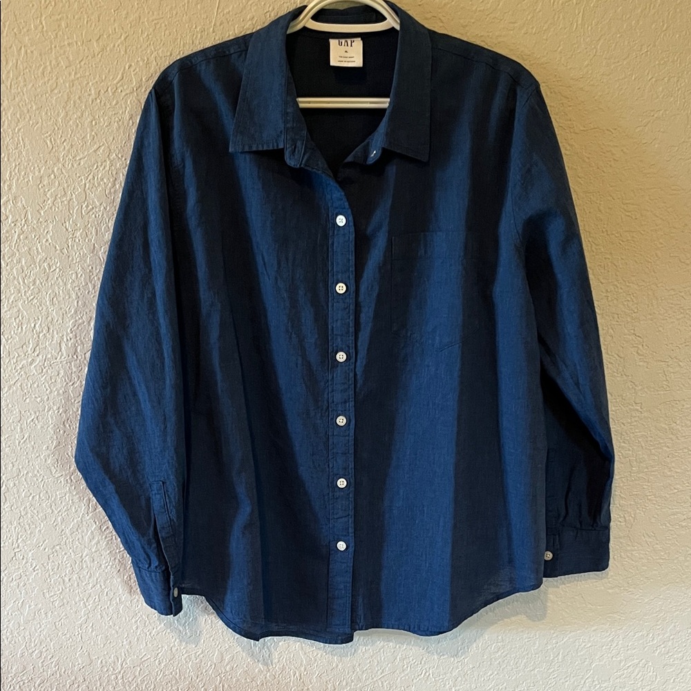 GAP Women’s Dark Blue Casual Button-Down Shirt Size XL